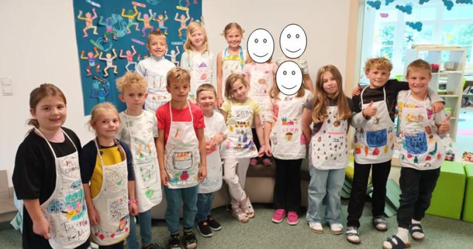 Kochschürzen werden bemalt